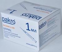 1 мл трехкомпонентный шприц Pakro инсулиновый U100 , с иглой 0,3х13, 100 шт купить в Казани